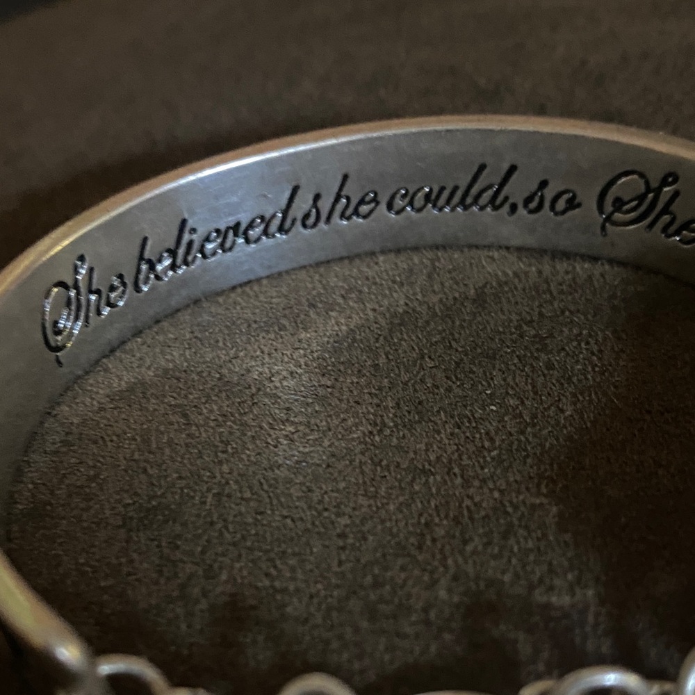 Hammered Silver Tone Toggle Closure Bracelet With… - image 2